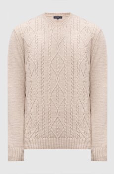 Бежевый свитер с шерстью в узор
