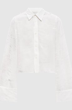 Белая укороченная блузка в узоре