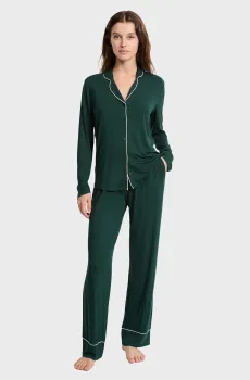 Женская темно-зеленая пижама (рубашка, брюки) LUDVIKA Зеленый S Etam 6556079