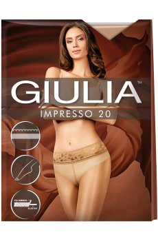 Классические колготки женские Giulia Impresso с кружевным поясом, 20 DEN, Daino, размер 3
