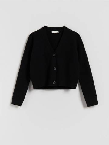 Reserved - Вязаний кардиган з віскозою - чорний - 797FH-99X