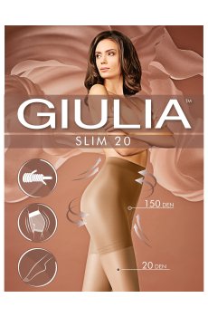 Колготки женские Giulia Slim классические, с подтягивающими шортиками, 20 DEN, Nero, размер 5