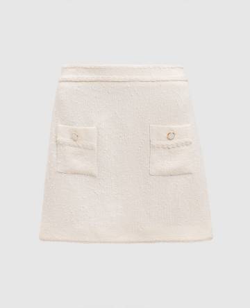 Желтая твидовая юбка мини Leighton