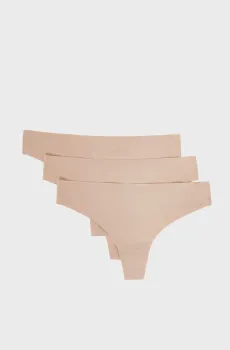 Женские бежевые трусики-стринги (3 шт) JESSY Бежевый M Etam 6555486