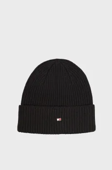 Мужская черная кашемировая шапка FLAG Черный ONESIZE Tommy Hilfiger AM0AM13586