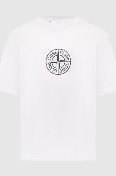 Белая футболка с принтом логотипа