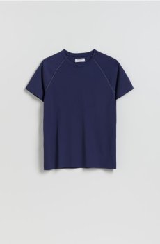 Reserved - Футболка слім фіт з віскози - темно-синій - 485IW-59X