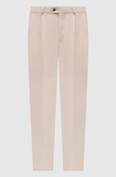 Бежевые брюки из льна и шерсти