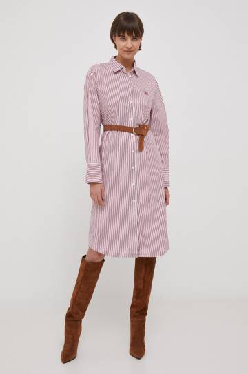 Хлопковое платье Tommy Hilfiger цвет красный mini прямая Хлопковое платье Tommy Hilfiger цвет красный mini прямая