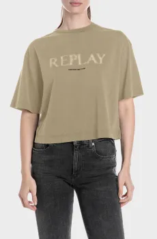 Женская оливковая футболка Оливковый XS Replay W3410 .000.22658M