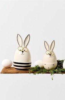 Великоднє яйце з мотивом кролика в окулярах - білий