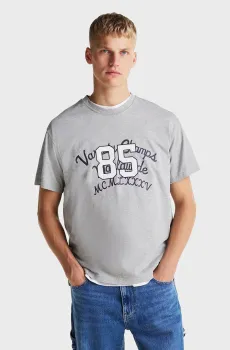 Мужская серая футболка TJC WASHED VARSITY 85 TEE Серый L Tommy Jeans DM0DM21126