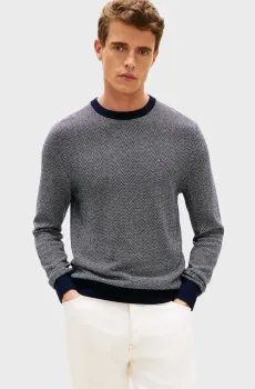 Мужской темно-синий джемпер с узором PIMA Синий L Tommy Hilfiger MW0MW41319