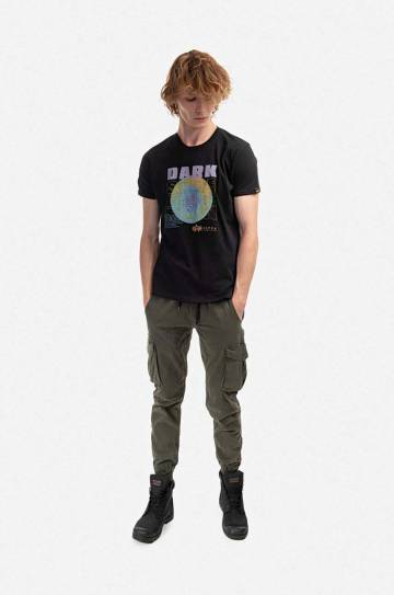 Хлопковая футболка Alpha Industries цвет чёрный с принтом 108510.556-black Хлопковая футболка Alpha Industries цвет чёрный с принтом 108510.556-black