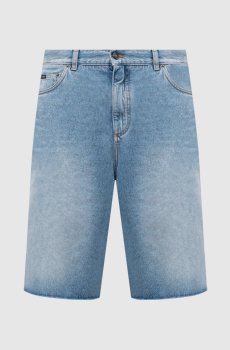 Голубые джинсовые шорты с нашивкой логотипа