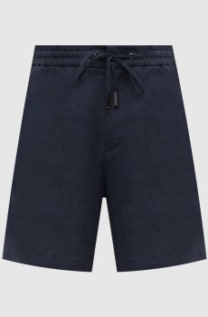Синие шорты с льном с логотипом