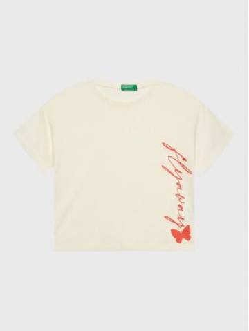 United Colors Of Benetton Футболка 3096C10AO Бежевий Cropped Fit United Colors Of Benetton Футболка 3096C10AO Бежевий Cropped Fit