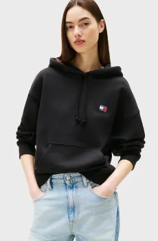 Женское черное худи BADGE Черный M Tommy Jeans DW0DW19414