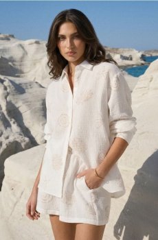 Муслінова сорочка з морським мотивом - різнобарвний