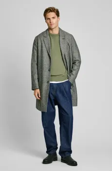 Мужское серое шерстяное пальто с узором TOLSON Серый L Pepe Jeans PM403024