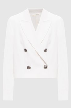 Белый двубортный жакет с цепочкой мониль