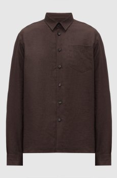 Коричневая рубашка из льна