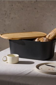 Хлібниця з бамбуковою кришкою - чорний