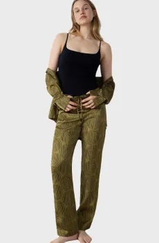 Женские оливковые брюки с узором NASIR Оливковый M Etam 6550746