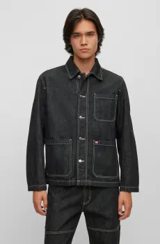 Мужская черная джинсовая куртка Черный XL HUGO 50502183;001