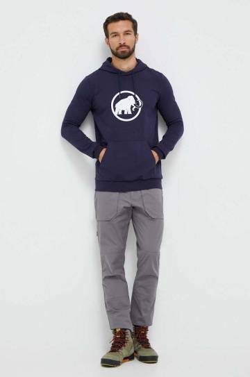 Спортивная кофта Mammut ML Hoody Classic цвет синий с капюшоном с принтом Спортивная кофта Mammut ML Hoody Classic цвет синий с капюшоном с принтом