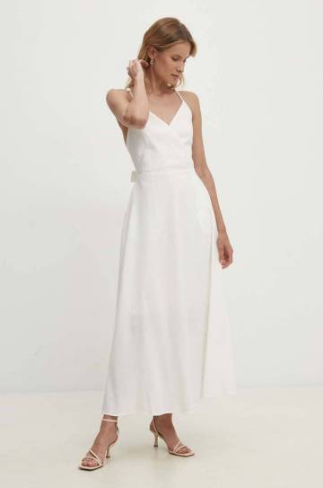Платье Answear Lab цвет белый maxi расклешённая Платье Answear Lab цвет белый maxi расклешённая