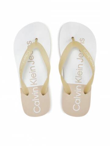 Calvin Klein Jeans Вєтнамки Beach Sandal Flatform Monologo YW0YW01617 Écru Calvin Klein Jeans Вєтнамки Beach Sandal Flatform Monologo YW0YW01617 Écru