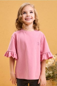 Бавовняна блузка з вишивкою - пильно-рожевий