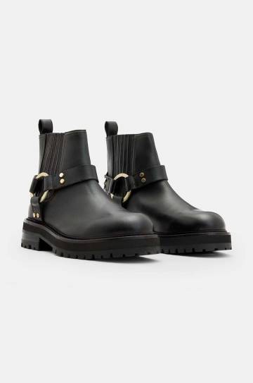 Кожаные полусапожки AllSaints Maddie Biker Boot женские цвет чёрный на плоском ходу W054FB Кожаные полусапожки AllSaints Maddie Biker Boot женские цвет чёрный на плоском ходу W054FB
