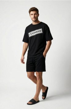 Двокомплектна піжама з трикотажу french terry - чорний