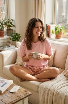 Двочастинний піжамний комплект з малюнком гепарда - світло-помаранчевий