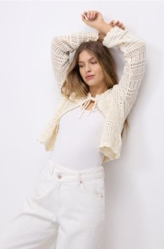 Reserved - Ажурний кардиган - нюдовий - 216GP-02X