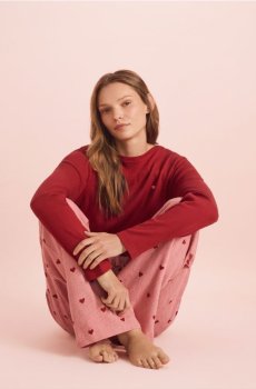 Reserved - Піжамний комплект з двох частин з візерунком «серденька» - червоний - 991HD-33X
