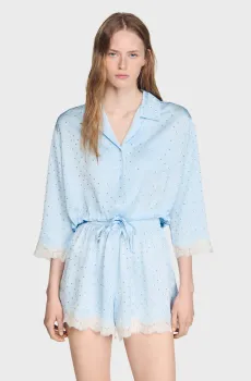 Женская голубая рубашка Голубой S Sandro SFPCM01724_Sky Blue