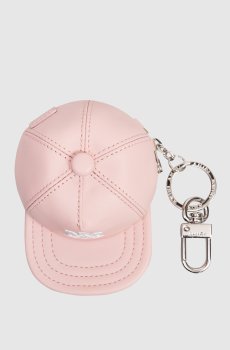 Розовый кожаный брелок для ключей HAT