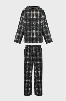 Мужская черная пижама в клетку (худи, брюки) SET-ORLANDO Черный L Diesel A19377 0NKCT