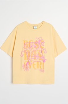 Бавовняна футболка з принтом SpongeBob - світло-жовтий