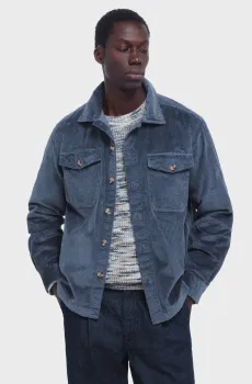 Мужская синяя вельветовая рубашка Синий 3XL SPRINGFIELD 322093