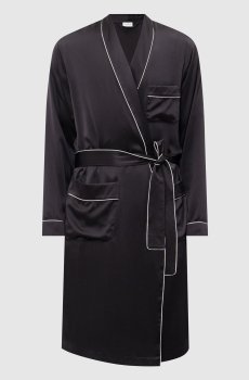 Черный халат из шелка