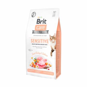Сухой корм для требовательных кошек Brit Care Sensitive с чувствительным пищеварением, с индейкой и лососем, 7 кг Сухой корм для требовательных кошек Brit Care Sensitive с чувствительным пищеварением, с индейкой и лососем, 7 кг