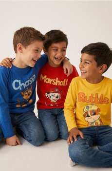 Бавовняна футболка з принтом 3 pack PAW Patrol - червоний