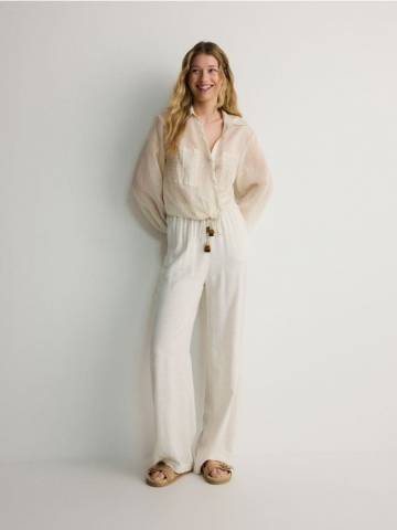 Reserved - Широкі штани з віскози - нюдовий - 222BW-02X