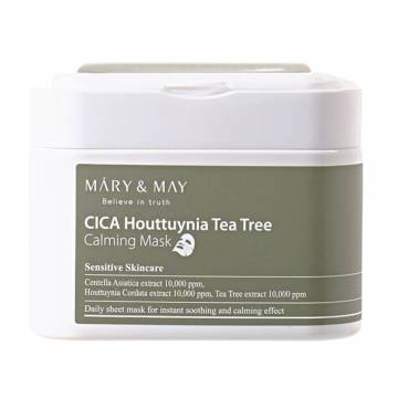 Тканевые маски для лица Mary & May CICA Houttuynia Tea Tree Calming Mask с успокаивающим действием, 30 шт Тканевые маски для лица Mary & May CICA Houttuynia Tea Tree Calming Mask с успокаивающим действием, 30 шт