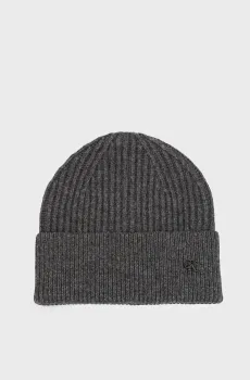 Мужская серая шерстяная шапка METAL WOOL Серый ONESIZE Calvin Klein LV04D8032G