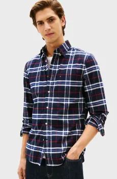 Мужская темно-синяя рубашка в клетку OXFORD Синий XXL Tommy Hilfiger MW0MW40894